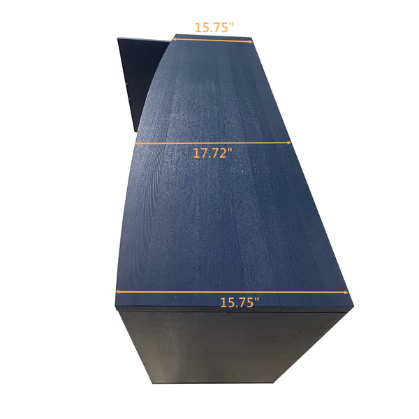 English Elm Stylish 4-Door Storage Cabinet with Pine Legs and MDF Veneer — Mid-Century Console for Living Rooms Navy Blue W757P144374