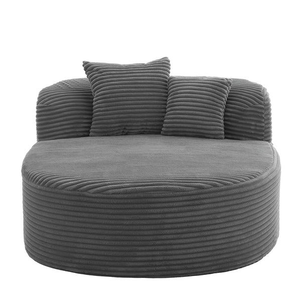English Elm Modern Chaise Lounge Sofa oversized corduroy chaise with high-density foam, spring support & pillows Gray N719P329129E