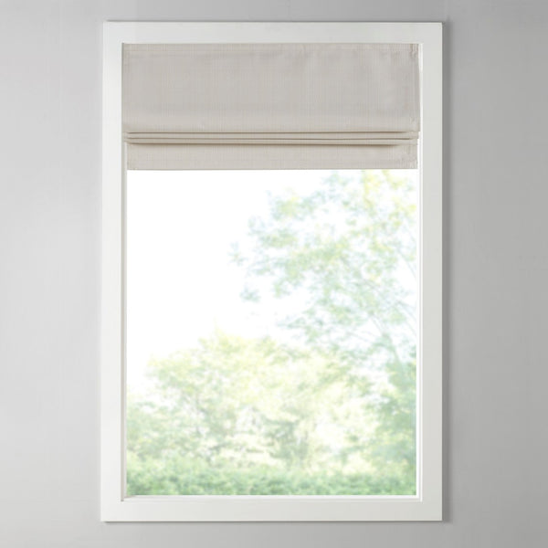 English Elm Basketweave Room Darkening Cordless Roman Shade with Thermal Foam Backing for Energy Efficient Privacy Ivory 11.42 L x 6.23 W x 7.48 H B035129712
