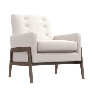 English Elm Ashcroft Furniture - Cole Solid Wood Beige Velvet Lounge Chair with High-Density Foam, Sturdy Frame, Solid Legs, 32x29x25 B183P281184