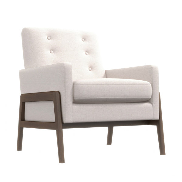 English Elm Ashcroft Furniture - Cole Solid Wood Beige Velvet Lounge Chair with High-Density Foam, Sturdy Frame, Solid Legs, 32x29x25 B183P281184