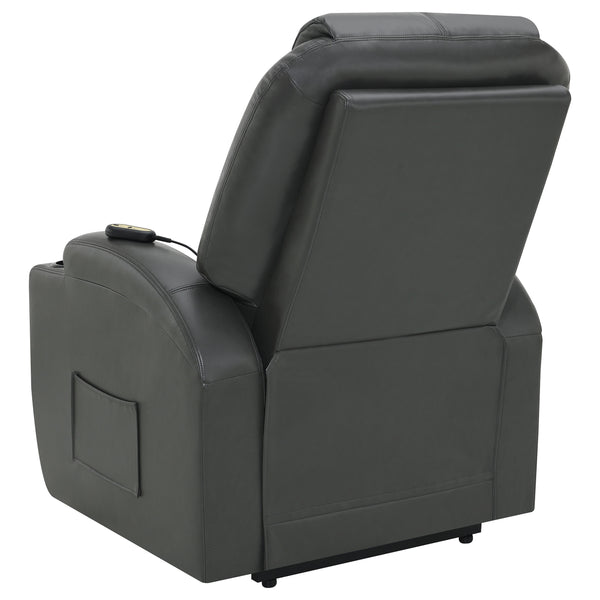 English Elm Rexford Power Lift Recliner Charcoal Grey with Massage, Faux Leather, Heated Seat, Cupholders & Pockets B062P354046