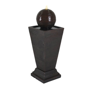 English Elm Christopher Knight Home® - 35.5"H Dark Brown Tall Column Fountain with LED Uplight, Concrete Retro Design, Weather-Resistant Serenity N765P324537G