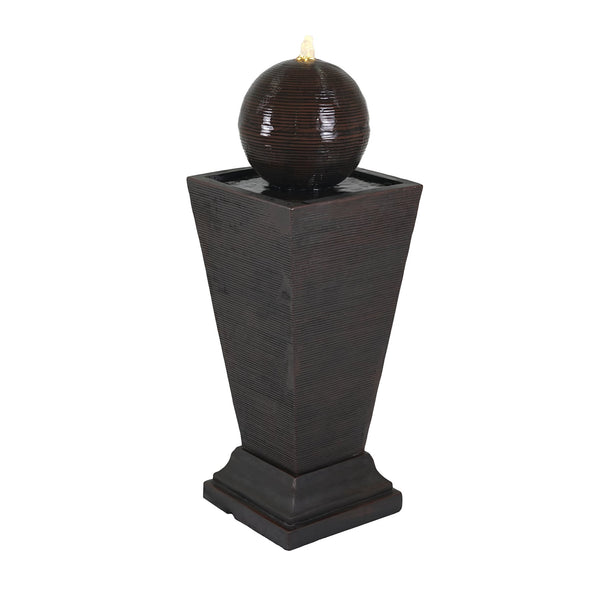 English Elm Christopher Knight Home® - 35.5"H Dark Brown Tall Column Fountain with LED Uplight, Concrete Retro Design, Weather-Resistant Serenity N765P324537G