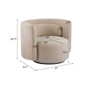 English Elm Christopher Knight Home® - Swivel Contemporary Accent Armchair with Lumbar Pillow, 360° Rotation, Metal Base Durability khaki 37.75 L x 33.75 W x 26.5 H N776P368491K