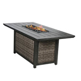 English Elm Aluminum/Wicker Propane Fire Pit Table