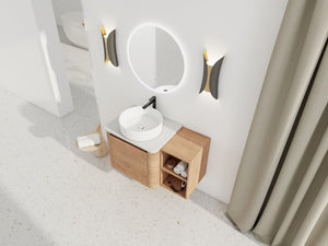English Elm 36'' Wall-Mounted Bathroom Vanity With Ceramic Sink, Soft-Close Door, Stylish Shelves & Easy Assembly W999S00406