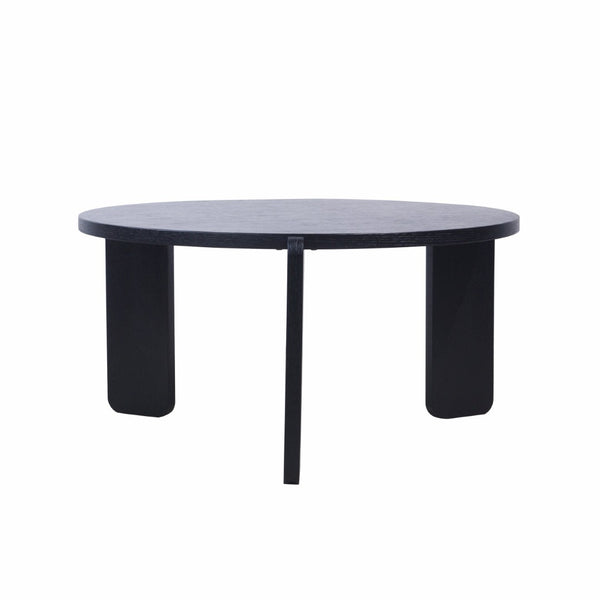 English Elm 32.68 Inch Black Oak Veneer Nesting Round Coffee Table Set for Modern Living Rooms W2899P435699