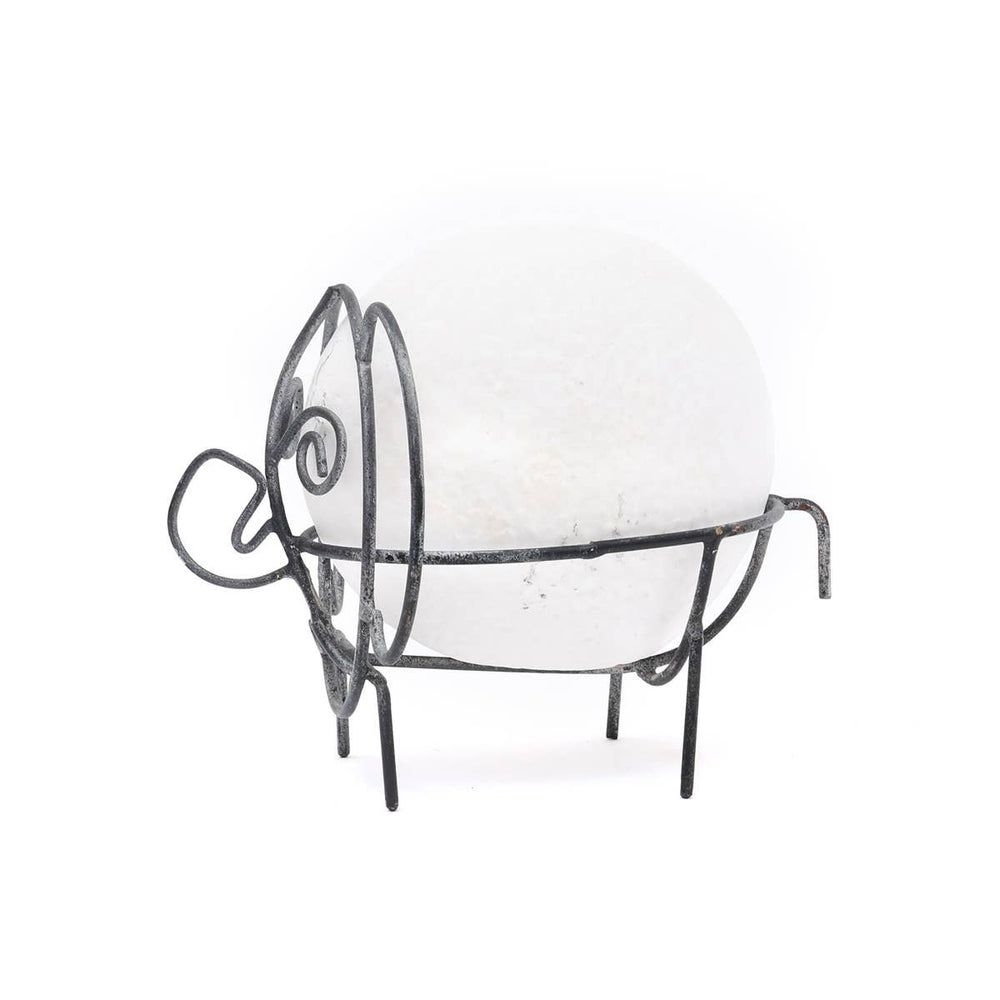 English Elm Handcrafted Eco-Mix Elephant Sculpture with Metal Feet, White Modern Sustainable Décor Accent Gift B346P336793