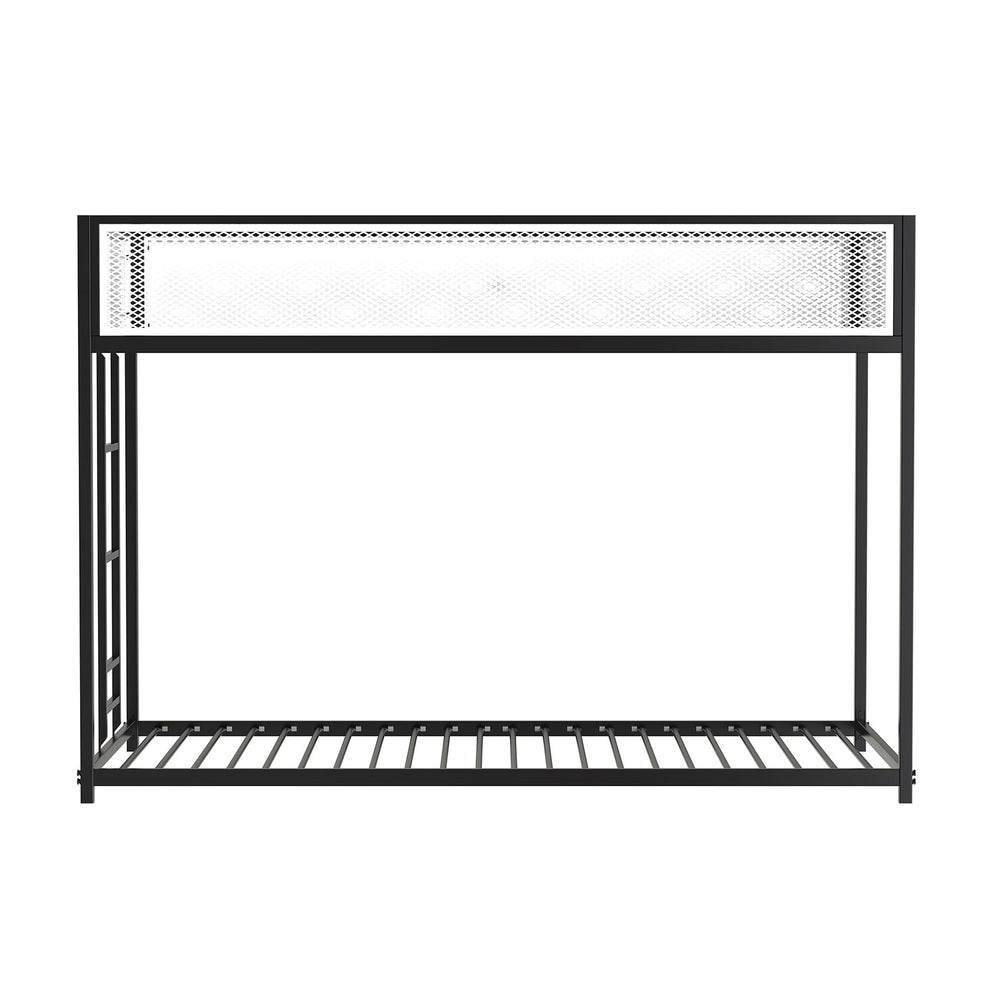 English Elm Contemporary Twin-Over-Full Metal Bunk Bed with Attached Ladder, Durable Industrial Frame, Guest-Ready Design Matte Black,Matte White 83 L x 15 W x 5 H B2741P391251