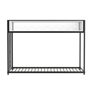 English Elm Contemporary Twin-Over-Full Metal Bunk Bed with Attached Ladder, Durable Industrial Frame, Guest-Ready Design Matte Black,Matte White 83 L x 15 W x 5 H B2741P391251