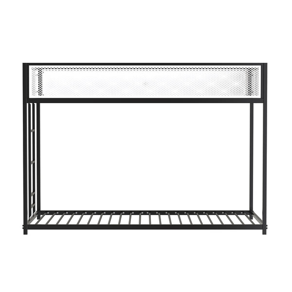 English Elm Contemporary Twin-Over-Full Metal Bunk Bed with Attached Ladder, Durable Industrial Frame, Guest-Ready Design Matte Black,Matte White 83 L x 15 W x 5 H B2741P391251