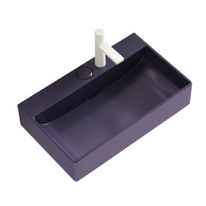 English Elm LOFI Ceramic 24" Bathroom Basin with Center Drain and Faucet Hole, Durable Scratch-Resistant Finish Purple W2615P210340
