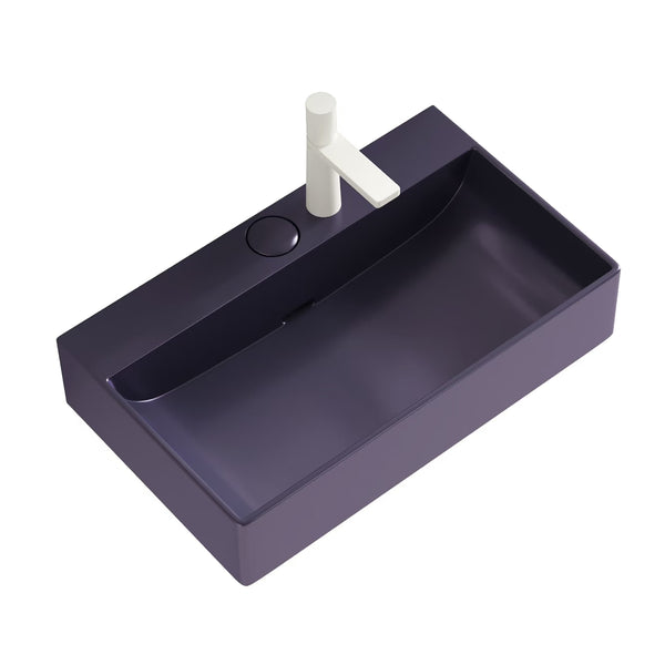 English Elm LOFI Ceramic 24" Bathroom Basin with Center Drain and Faucet Hole, Durable Scratch-Resistant Finish Purple W2615P210340