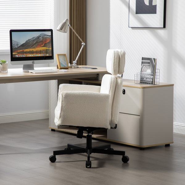 English Elm Criss Cross Wide Seat Pu Leather Swivel Task Chair with Removable Headrest W3118P404123
