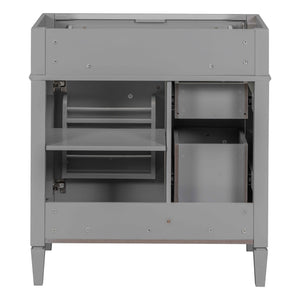 English Elm 30'' Modern Bathroom Vanity Cabinet with Roman Legs, 3 Drawers, Adjustable Shelf, Tip-Out Drawer, Durable MDF/Solid Wood Gray N710P236988E