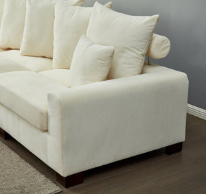 English Elm Modular Sectional Sofa with Corduroy Upholstery, 5-Seater Oversized Convertible L/U Shape, Cloud-Like Comfort and Easy Assembly Beige B205S00002