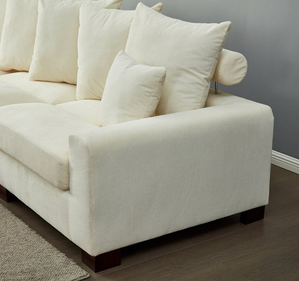 English Elm Modular Sectional Sofa with Corduroy Upholstery, 5-Seater Oversized Convertible L/U Shape, Cloud-Like Comfort and Easy Assembly Beige B205S00002