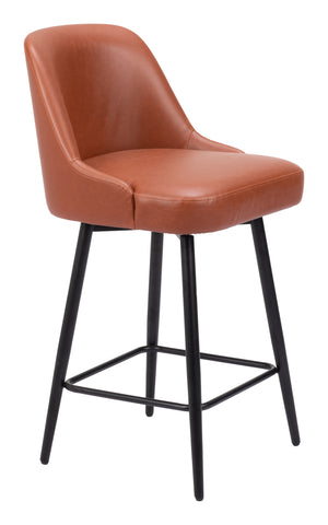 Keppel Swivel Counter Stool Brown 109972 Zuo Modern