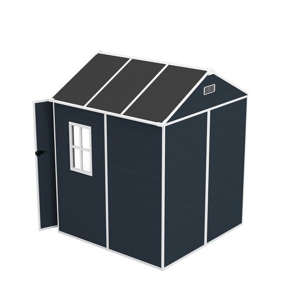 English Elm Campcraft Resin Storage Shed 6x6 Ft with Thick Pp Panels Uv Resistant Lockable W1598S00026