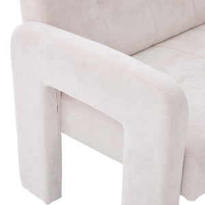 English Elm Nordic Ergonomic Double Armchair Upholstered Chenille Two-Seater Sofa 550lb Capacity Compact Lounge Chair Beige W395P380531