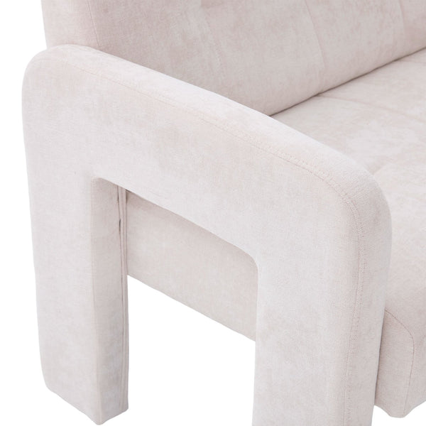 English Elm Nordic Ergonomic Double Armchair Upholstered Chenille Sofa 2-Seater Compact Lounge Chair 550LB Capacity Beige W395P380531