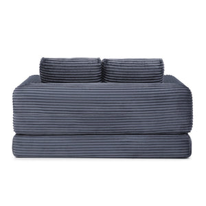 English Elm 2-in-1 Corduroy Futon Loveseat Sleeper Modular Floor Couch for Studio Living Rooms Grey W1117P415684