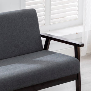 English Elm Bari Mid-century Modern Loveseat with Espresso Wood Arms and Foam Cushion Support Dark Gray B2749P413363
