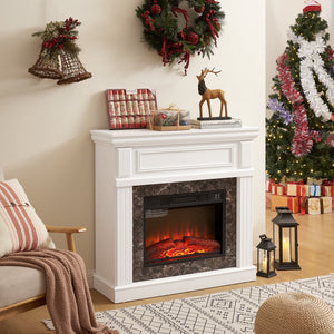 English Elm Electric Fireplace With Classic Mantel Surround, 3D Flame, Remote Control & Adjustable Heat Settings W1758S00031