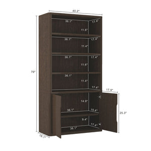 English Elm Rivington 40" Bookcase Cabinet with Soft-Close Doors, 4 Open Shelves, Adjustable Storage Appeal Walnut B365S00019