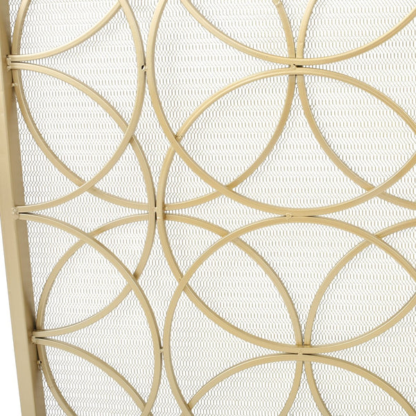 English Elm Fire Screen Handcrafted Iron Geometric Mesh Spark Guard for Modern Living Rooms 61125.00GLD