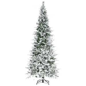 English Elm Homcom 9' Snow Flocked Artificial Christmas Tree - Realistic Branches, Quick Setup, Safe & Stunning! W2225P229088