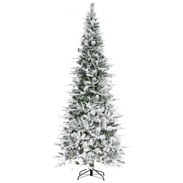 English Elm Homcom 9' Snow Flocked Artificial Christmas Tree - Realistic Branches, Quick Setup, Safe & Stunning! W2225P229088
