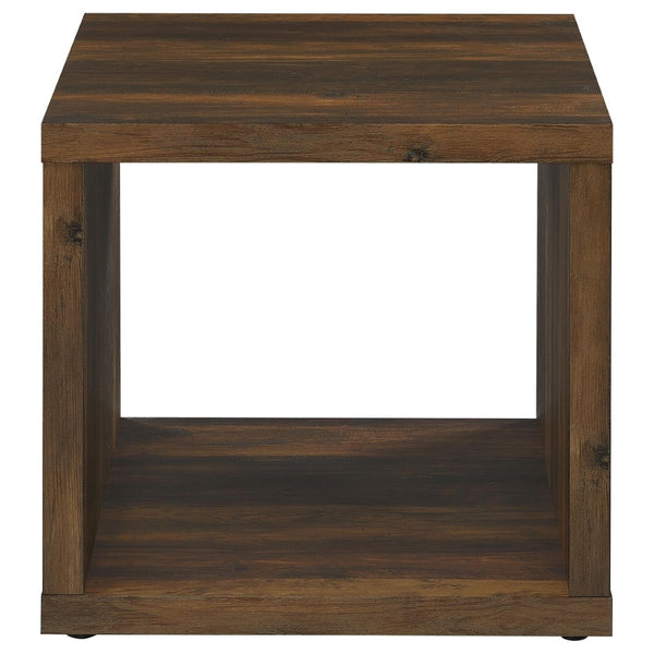 English Elm Hermosa Rustic Open Shelf Coffee and End Table Set for Farmhouse Living Rooms Dark Brown B062S01525