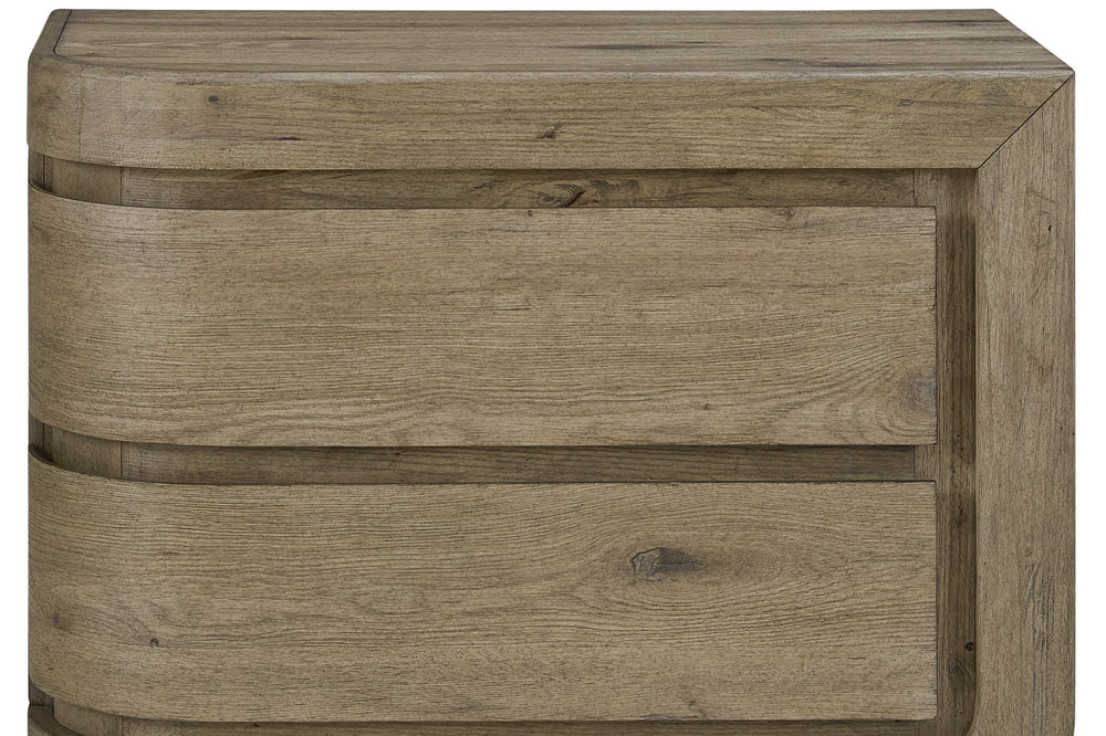 English Elm Right Nightstand English Knotty Oak Veneer Solid Wood+MDF, 2 Self-Closing Drawers, USB Port, Cedar Freshness B2699P409529