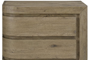 English Elm Right Nightstand English Knotty Oak Veneer Solid Wood+MDF, 2 Self-Closing Drawers, USB Port, Cedar Freshness B2699P409529