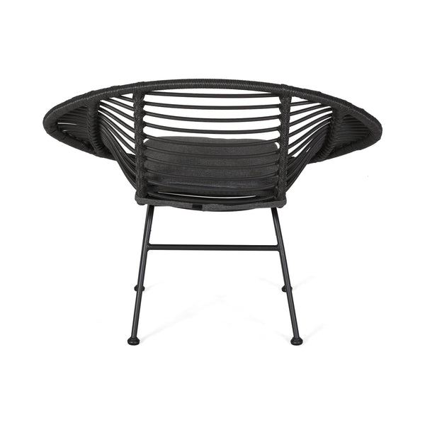 English Elm Christopher Knight Home® - SAN ANTONIO CHAIR Grey Woven Polyethylene Rattan Set of 2 with Water-Resistant Cushions & Steel Frame Modern Design 65039.00GRY