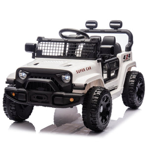 English Elm 24v Kids Ride on Car with Parental Remote Four Wheel Suspension Led Lights Bluetooth White W1578P235083