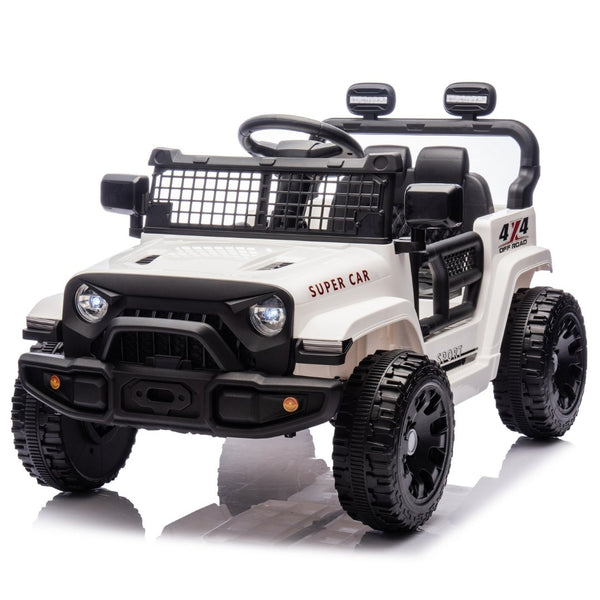 English Elm 24v Kids Ride on Car with Parental Remote Four Wheel Suspension Led Lights Bluetooth White W1578P235083