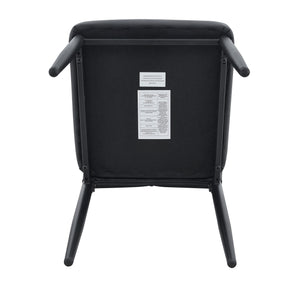 English Elm Set of 6 ergonomic dining chairs with shell-pattern back, 37" height, breathable tech fabric, sturdy metal legs and adjustable anti-slip feet for stable, comfortable seating during meals Black W1151P359599