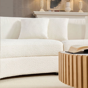 English Elm Classic Curved Tight Back Sofa Bouclé Beige Modular Sectional Couch with 4 Plush Foam Pillows, 95" W3208S00009