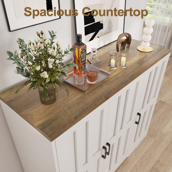 English Elm Modern Farmhouse Sideboard with Barn Doors Adjustable Shelf and Wood Grain Finish T5618P451109