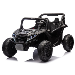 English Elm 24v Two Seat Kids Electric Utv with Parental Remote Suspension Off Road Ride On Black W1578P184797