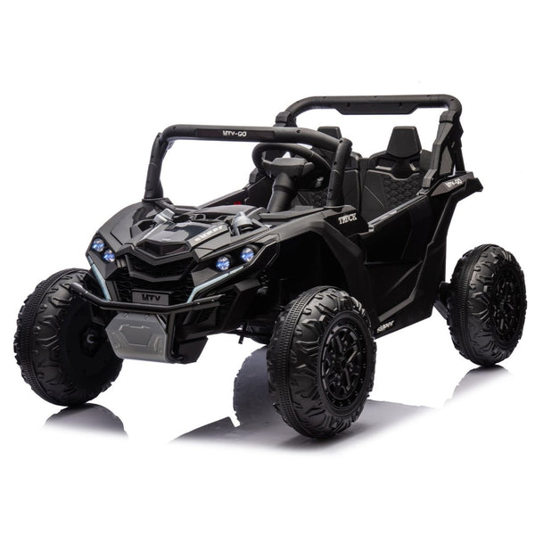 English Elm 24v Two Seat Kids Electric Utv with Parental Remote Suspension Off Road Ride On Black W1578P184797