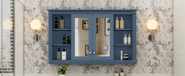 English Elm 47 Inch Wall Mounted Medicine Cabinet with Mirror Open Shelving and Adjustable Storage N710P363550C