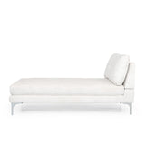 Christopher Knight Home® - Noble House - Beamon Contemporary Fabric Chaise Lounge, Ivory and Silver