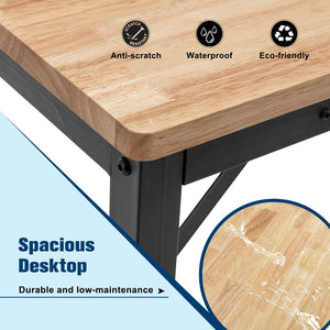 English Elm 48" Heavy-Duty Adjustable Workbench – Mobile Rubberwood Table With Steel Frame, 2000 Lbs Capacity W1422P218518