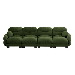 English Elm Pleated Chenille Modular Sofa with Ergonomic Foam Cushions and Sculptural Curved Armrests Green W5656S00052