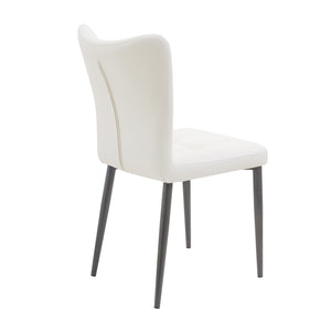 English Elm Set of 2 Dining Chairs with Thick Cushions and PU Leather Upholstery — Modern Sturdy Iron Frames for Home & Restaurant Seating Black,White N842P300566K