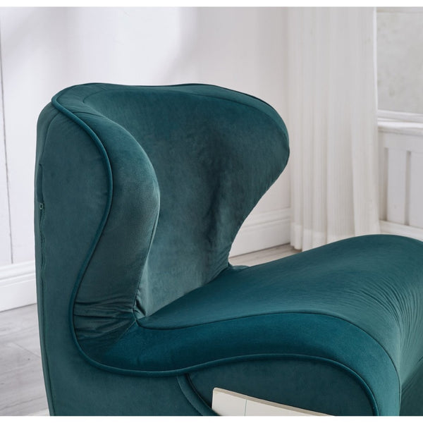 English Elm Ergonomic Floor Chair Velvet Upholstered Lumbar Support Seat for Reading Nook or Lounge Dark Green W1097P462005